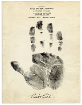 "The Hand of George Herman Ruth" - 1934 Signed Original Handprint (PSA/DNA Mint 9) 